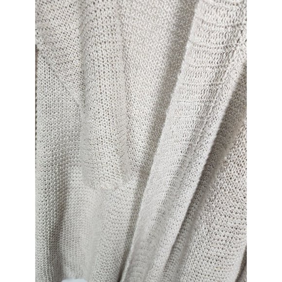 Eileen Fisher Women's Sz. M Beige Knit Linen Blend Open Front Cardigan - Picture 4 of 7